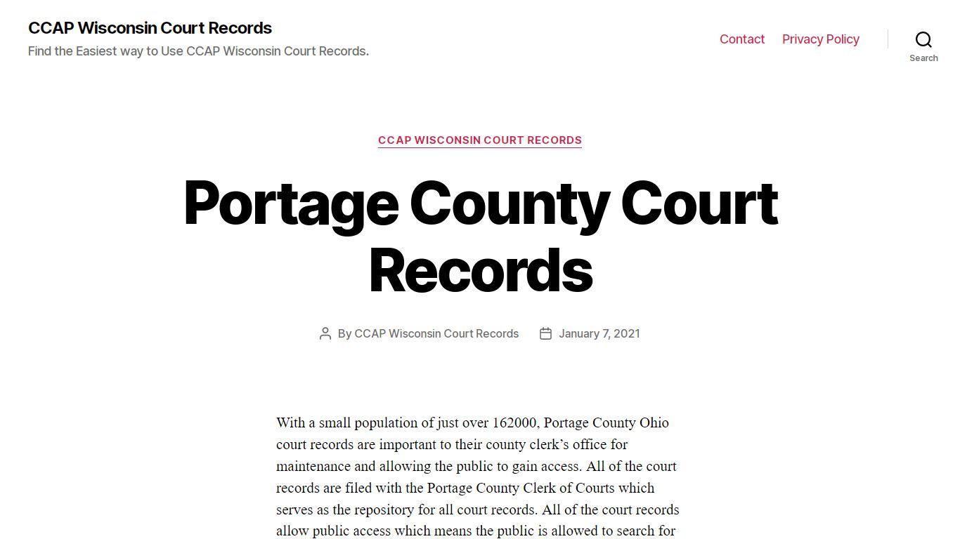 Portage County Court Records - CCAP Wisconsin Court Records