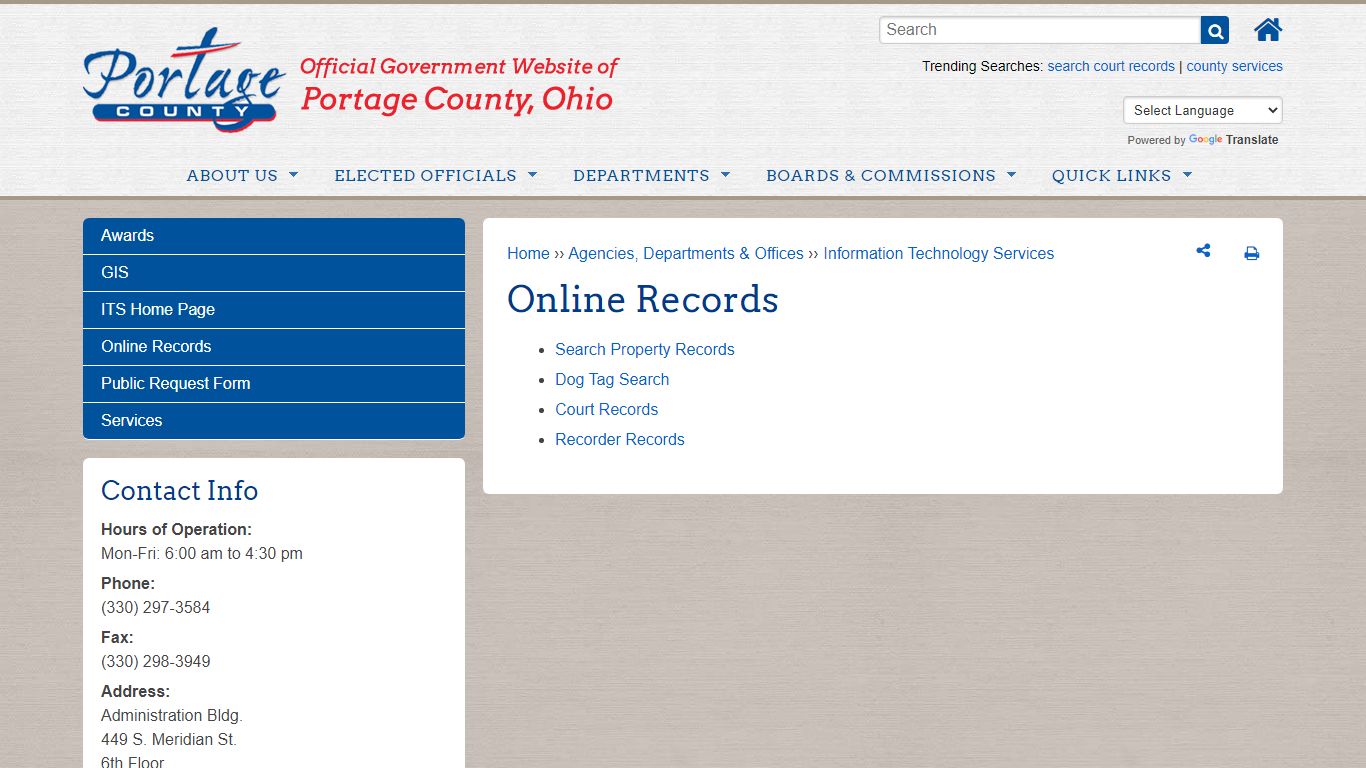 Online Records - Portage County, Oh